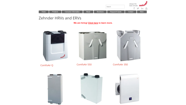 Zehnder America Website