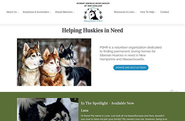 Patriot Siberian Husky Rescue Website